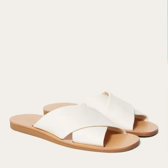 Everlane The Day Crossover Sandal In Cream Women's Size 6.5 Leather Slip On