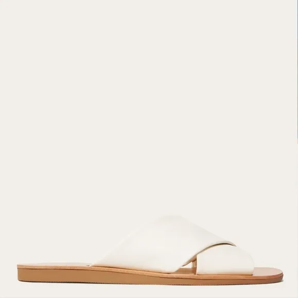 Everlane The Day Crossover Sandal In Cream Women's Size 6.5 Leather Slip On