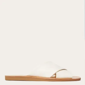 Everlane The Day Crossover Sandal In Cream Women's Size 6.5 Leather Slip On