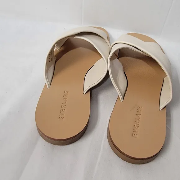 Everlane The Day Crossover Sandal In Cream Women's Size 6.5 Leather Slip On