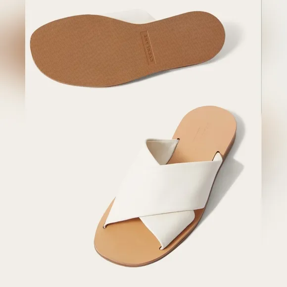Everlane The Day Crossover Sandal In Cream Women's Size 6.5 Leather Slip On