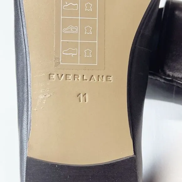 Everlane The Day Loafer Flats Italian Leather Shoes Black Size 11 NEW