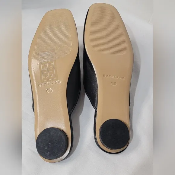 Everlane The‎ Day Mule Black Womens Size 6.5  Leather Flats