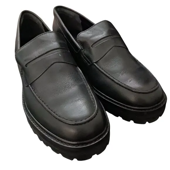 Everlane The Lug Loafer Black Leather Size 8 Womens Slip-On Shoes