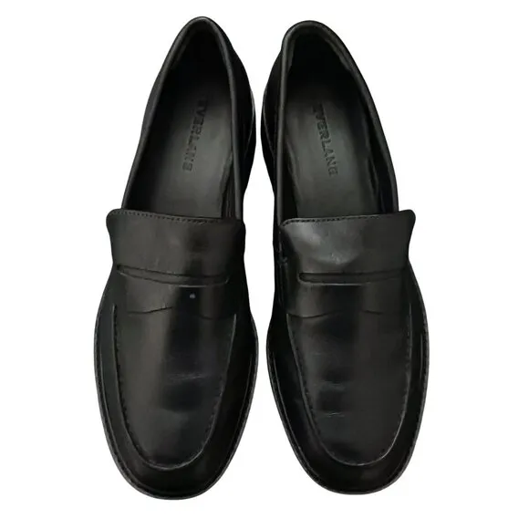 Everlane The Lug Loafer Black Leather Size 8 Womens Slip-On Shoes