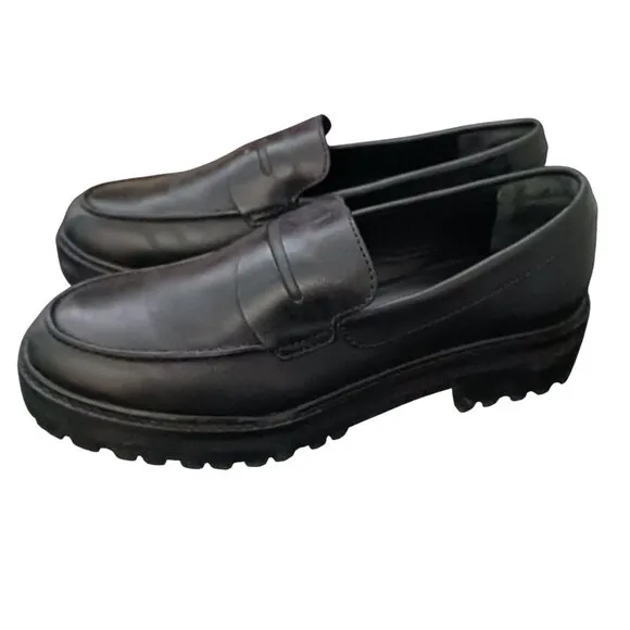 Everlane The Lug Loafer Black Leather Size 8 Womens Slip-On Shoes