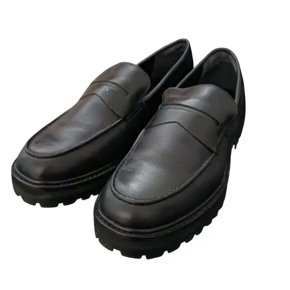 Everlane The Lug Loafer Black Leather Size 8 Womens Slip-On Shoes