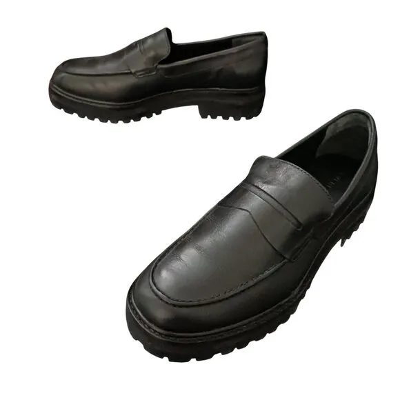 Everlane The Lug Loafer Black Leather Size 8 Womens Slip-On Shoes
