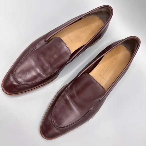 Everlane The Modern Loafer Size 8.5 Oxblood Burgundy Leather Flats Minimalist