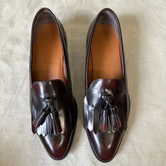 EVERLANE The Modern Tassel Loafers Oxblood Leather Slip On Preppy