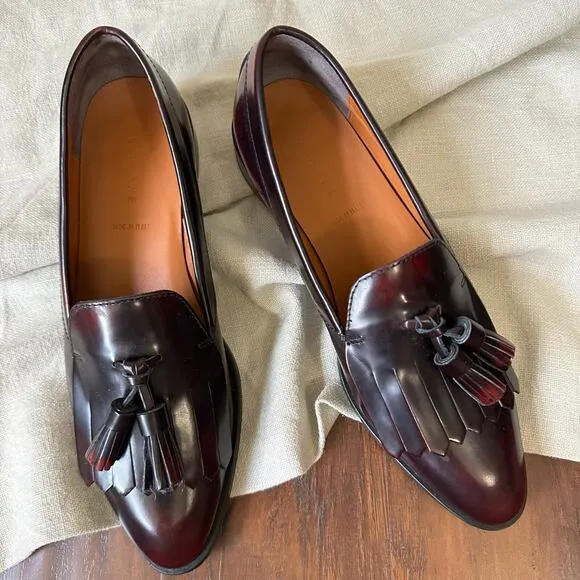 EVERLANE The Modern Tassel Loafers Oxblood Leather Slip On Preppy