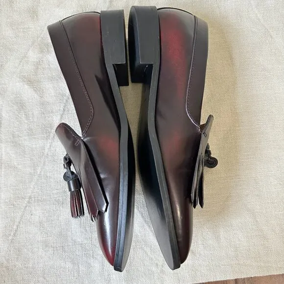 EVERLANE The Modern Tassel Loafers Oxblood Leather Slip On Preppy