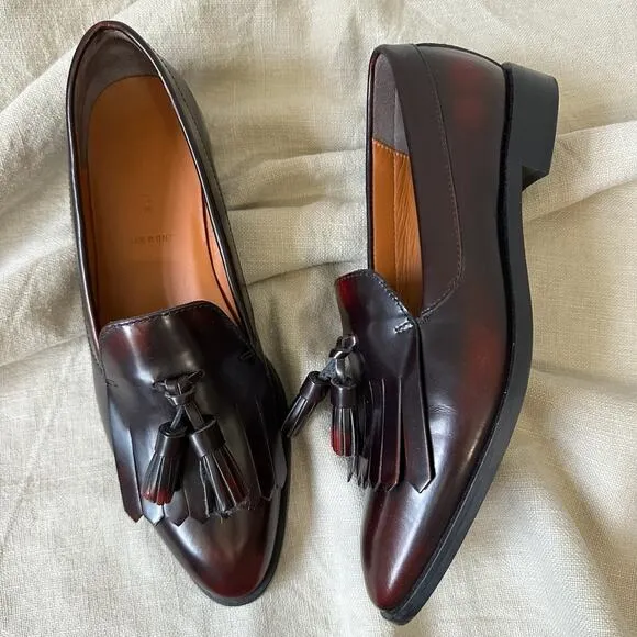 EVERLANE The Modern Tassel Loafers Oxblood Leather Slip On Preppy