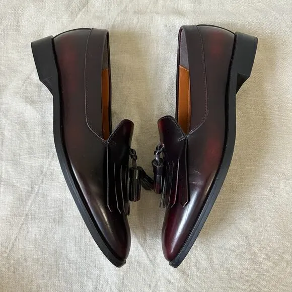 EVERLANE The Modern Tassel Loafers Oxblood Leather Slip On Preppy