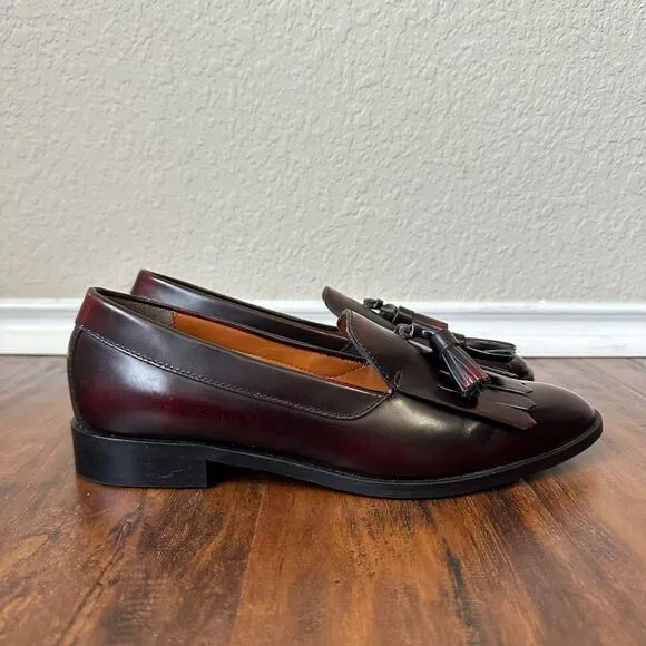 EVERLANE The Modern Tassel Loafers Oxblood Leather Slip On Preppy
