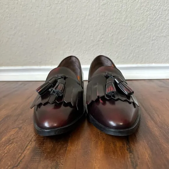 EVERLANE The Modern Tassel Loafers Oxblood Leather Slip On Preppy