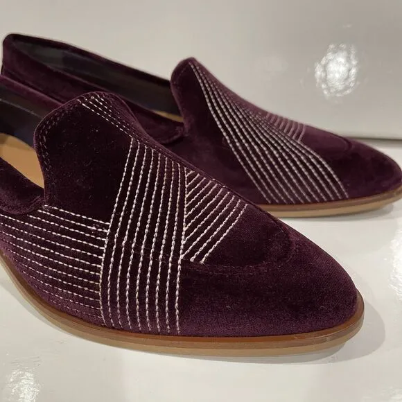Everlane The Velvet Modern Loafers Womens Size 7 Embroidered Burgundy NEW NO BOX