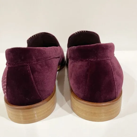 Everlane The Velvet Modern Loafers Womens Size 7 Embroidered Burgundy NEW NO BOX