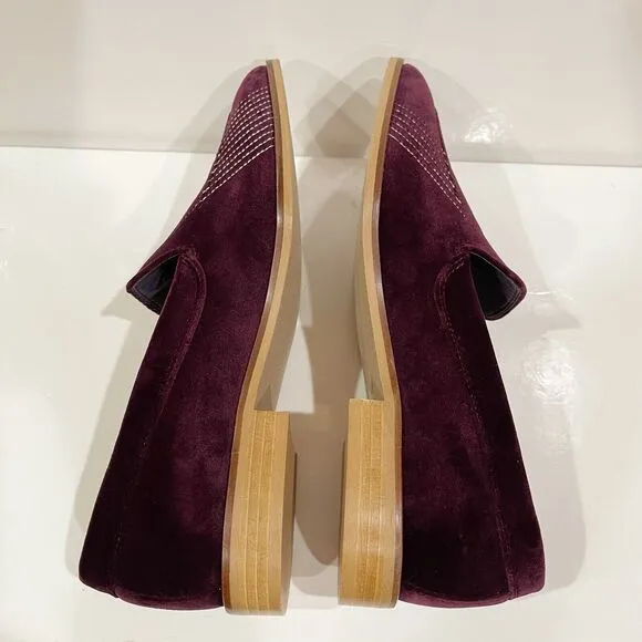 Everlane The Velvet Modern Loafers Womens Size 7 Embroidered Burgundy NEW NO BOX