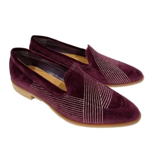 Everlane The Velvet Modern Loafers Womens Size 7 Embroidered Burgundy NEW NO BOX