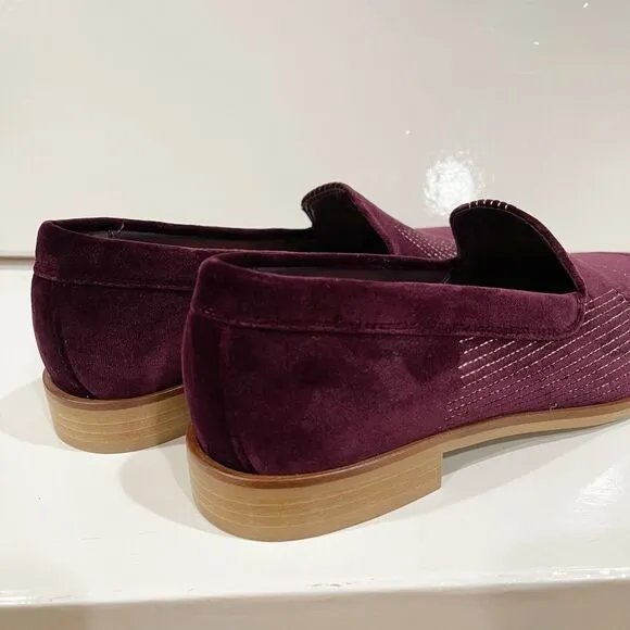 Everlane The Velvet Modern Loafers Womens Size 7 Embroidered Burgundy NEW NO BOX