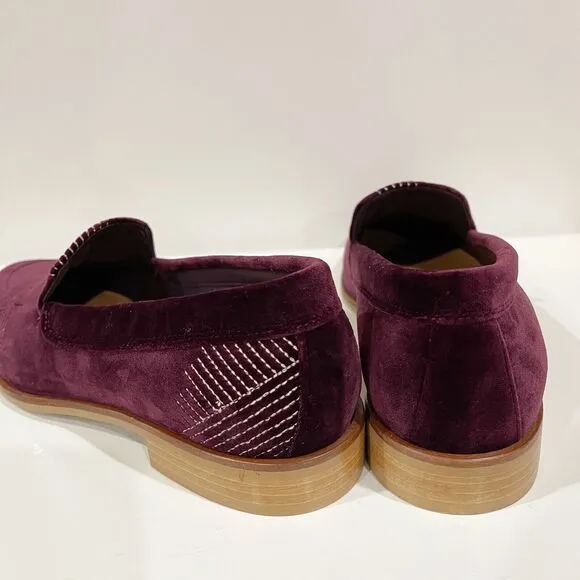 Everlane The Velvet Modern Loafers Womens Size 7 Embroidered Burgundy NEW NO BOX