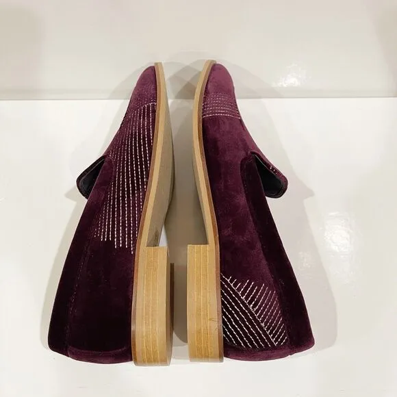 Everlane The Velvet Modern Loafers Womens Size 7 Embroidered Burgundy NEW NO BOX