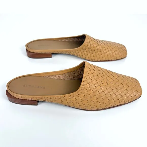 Everlane The Woven Leather Mule Size 9.5 Square Toe Beach Vacation Neutral Chic
