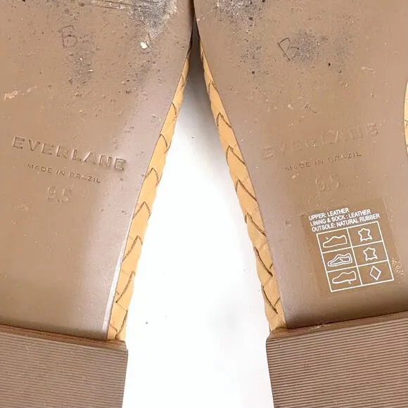 Everlane The Woven Leather Mule Size 9.5 Square Toe Beach Vacation Neutral Chic