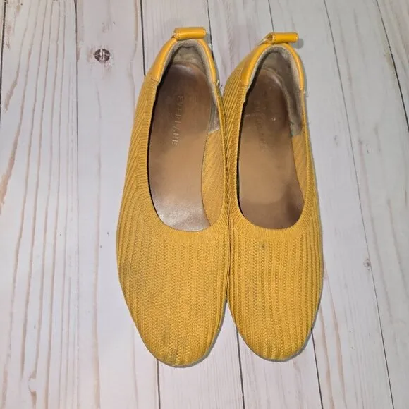 Everlane Women's Reknit Fabric Ribbed Knit The Day Glove Loafers (Mustard) Sz 7