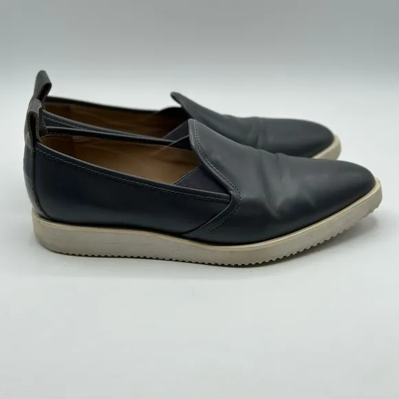 Everlane Women's The Leather Street Shoe in Navy Wedge Loafer Size 7.5