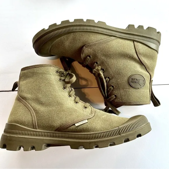 Farm Blue Men's Ranger Khaki Boots High Top Hiking Shoes Size 12.