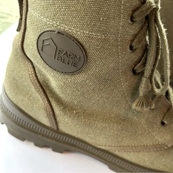 Farm Blue Men's Ranger Khaki Boots High Top Hiking Shoes Size 12.