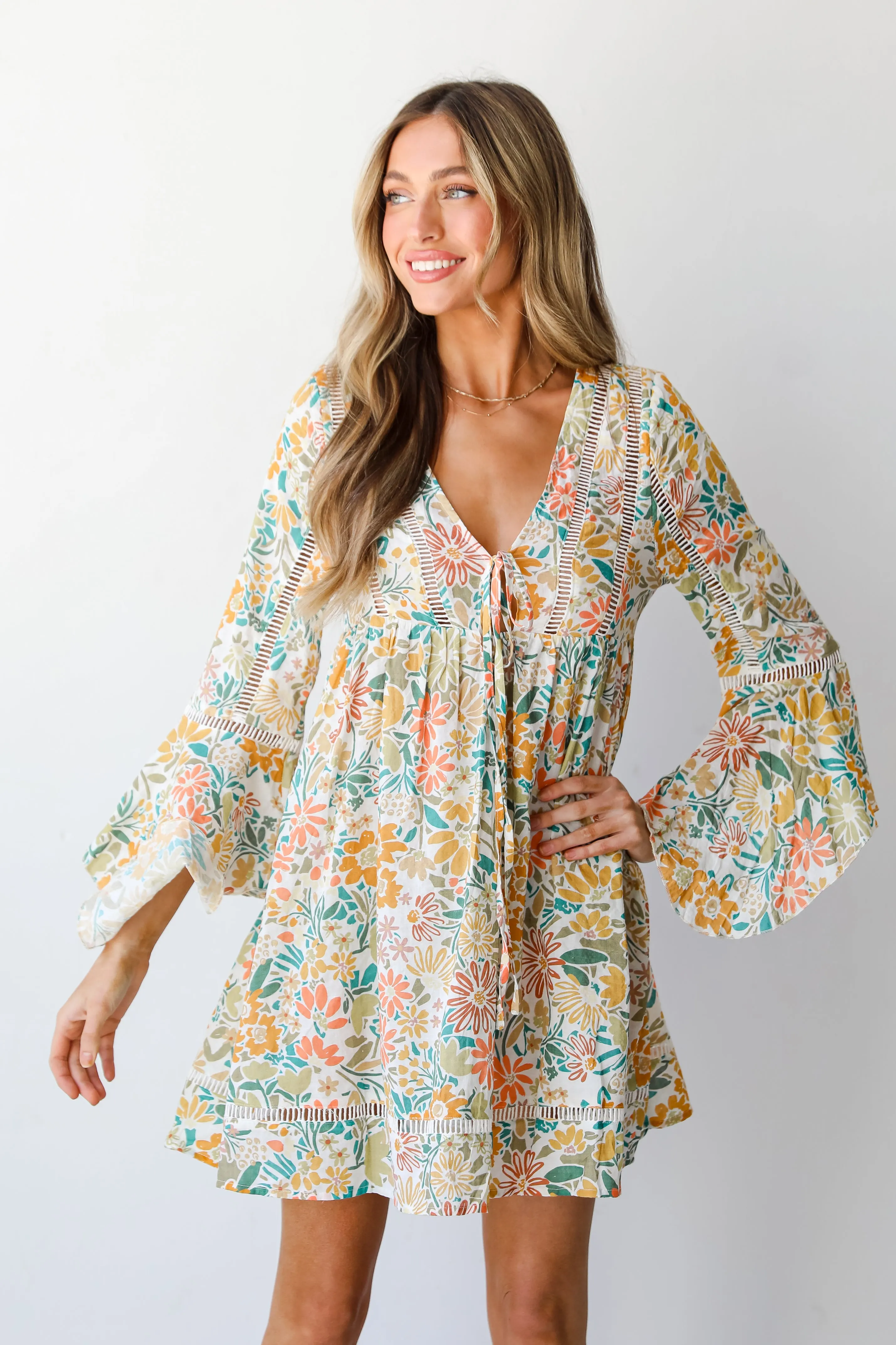 FINAL SALE - Fit To Frolic Floral Babydoll Mini Dress