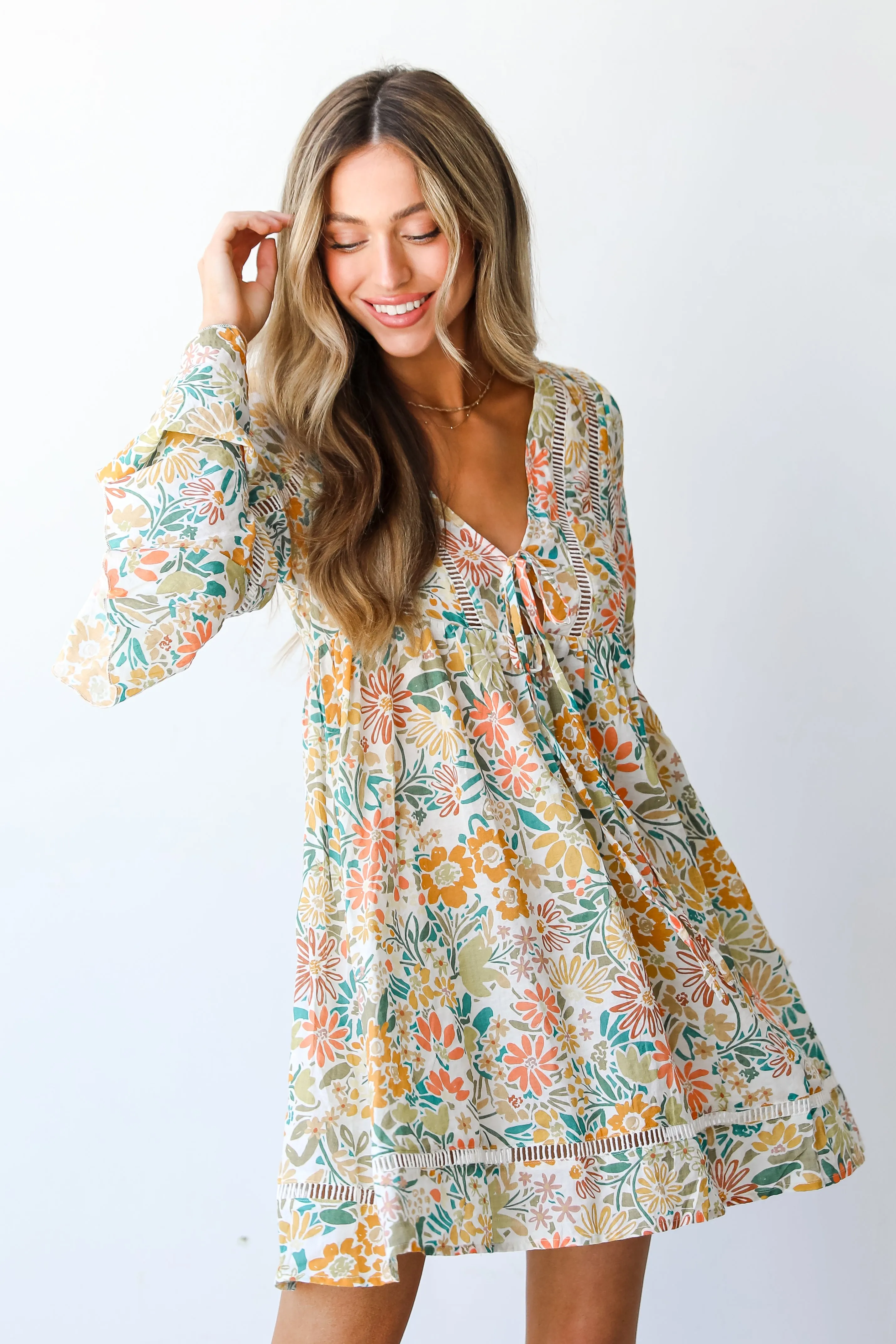 FINAL SALE - Fit To Frolic Floral Babydoll Mini Dress