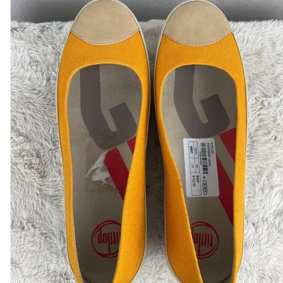 FitFlop Women’s Ocher Canvas Ballet Flat Yellow Size 39 (US 8) NWOB