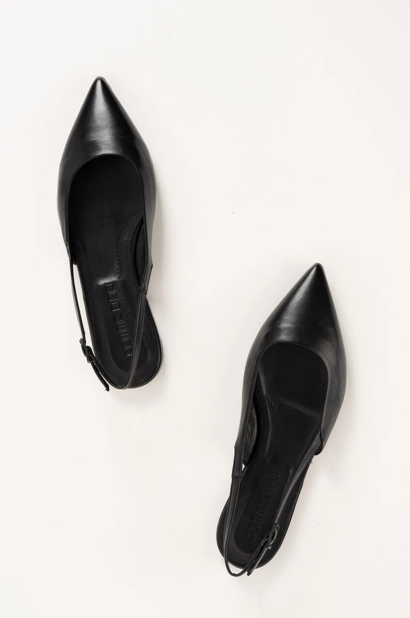 Flat Slingback Ingrid 018 | Svart Skinn