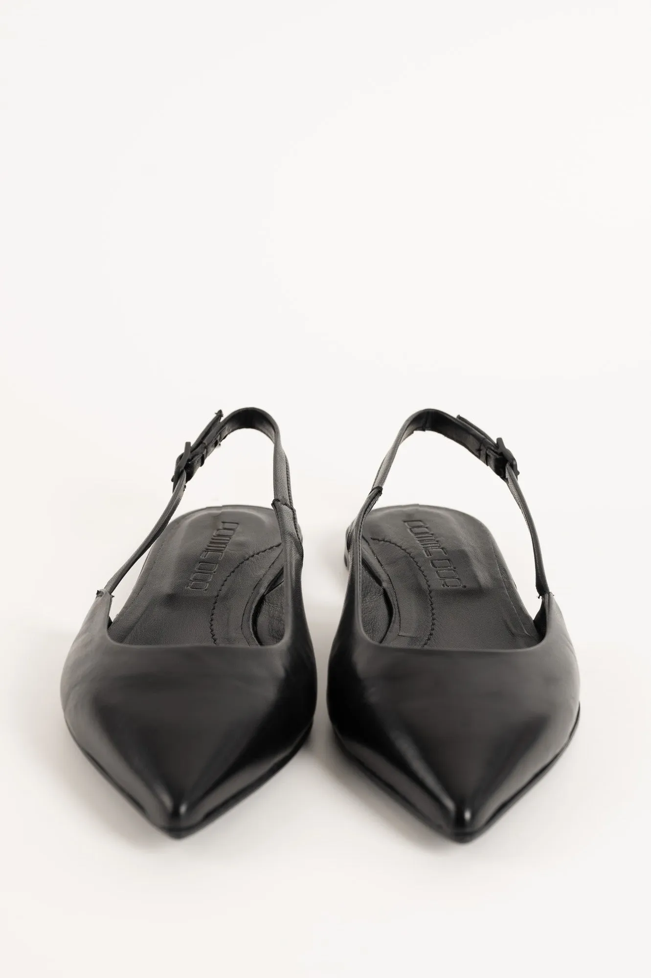 Flat Slingback Ingrid 018 | Svart Skinn