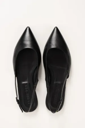 Flat Slingback Ingrid 018 | Svart Skinn