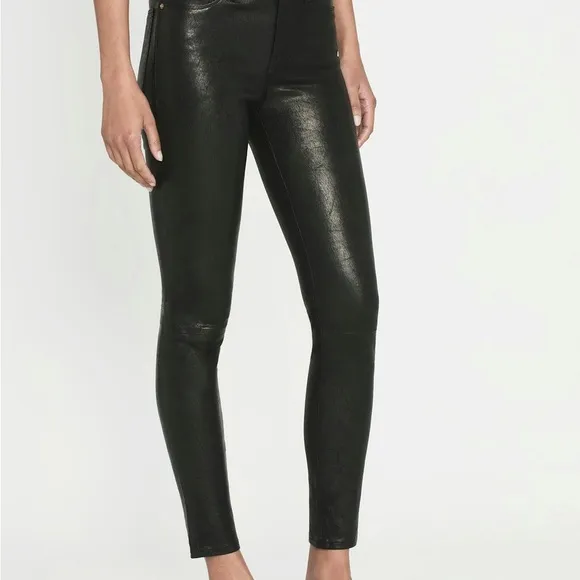 FRAME Black Leather Skinny Pants