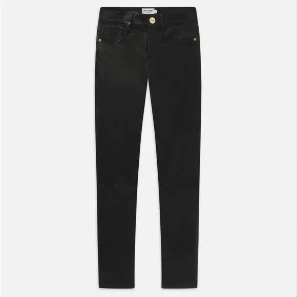 FRAME Black Leather Skinny Pants