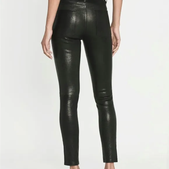 FRAME Black Leather Skinny Pants