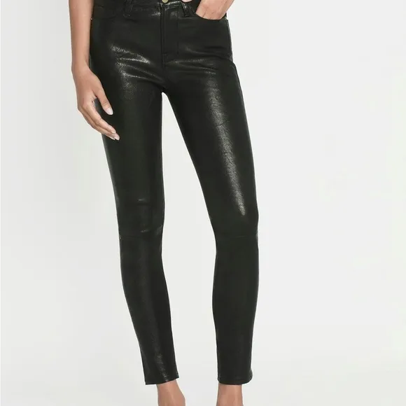 FRAME Black Leather Skinny Pants