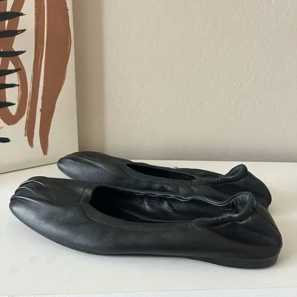 Frame Le Micah Leather Square Toe Ballet Flats in Noir Black Size 40