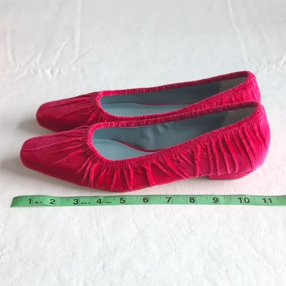 Frances Valentine Square Toe Ruched Velvet Ballet Flats w/ Heel Women's Size 9B