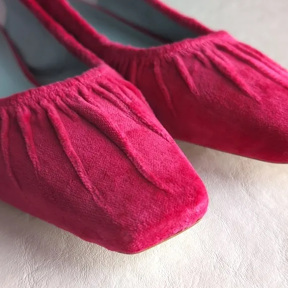 Frances Valentine Square Toe Ruched Velvet Ballet Flats w/ Heel Women's Size 9B
