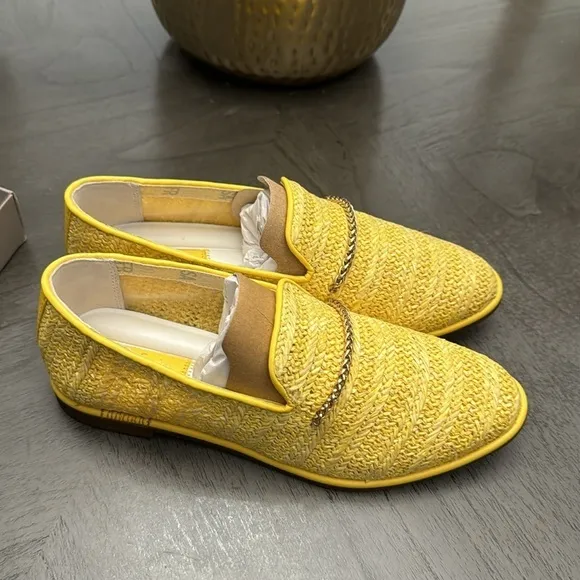 FRANCO SARTO Hanah 3 Loafers Women's Shoes In Yellow Raffia