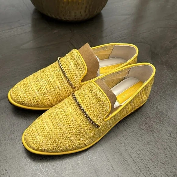 FRANCO SARTO Hanah 3 Loafers Women's Shoes In Yellow Raffia