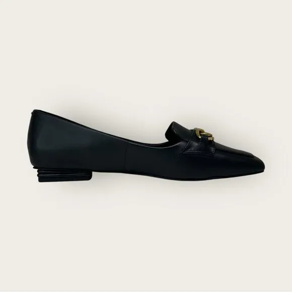 Franco Sarto | Tiari Leather Loafers | Black with Gold Accent |  Women's Size 8M
