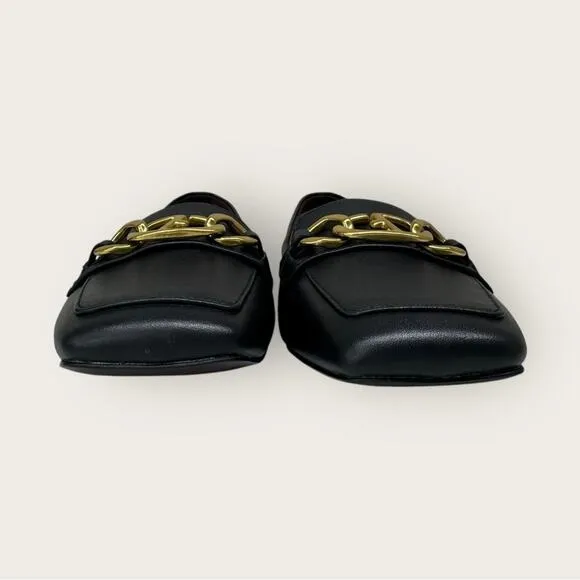 Franco Sarto | Tiari Leather Loafers | Black with Gold Accent |  Women's Size 8M